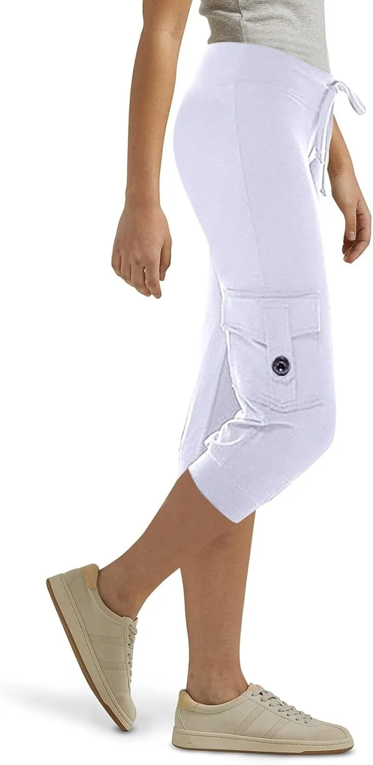 2024 Women's Capris Cargo Hiking Pants Lightweight Quick Dry Outdoor Athletic Running Sports Travel Summer Flap Pockets