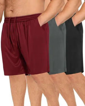 3 Pack Gym Basketball Mens Shorts - Quick Dry Black Workout Athletic Shorts with Pockets for Casual Running (S-6XL)