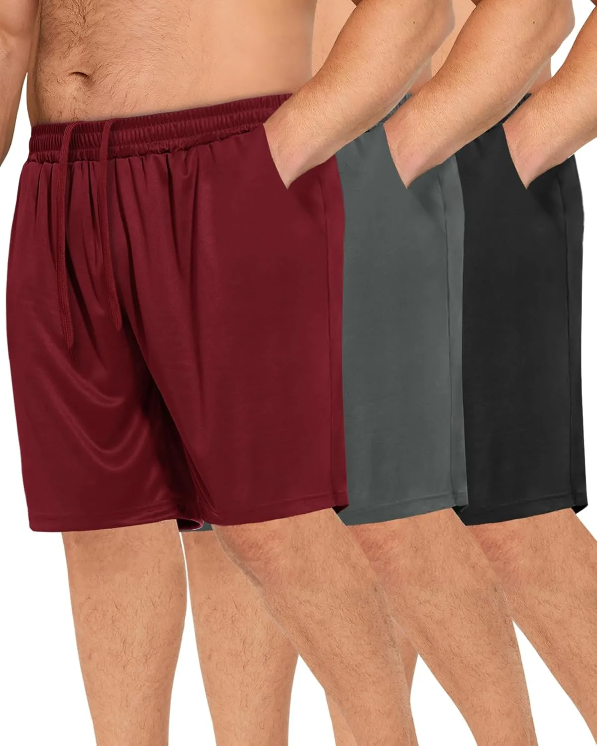 3 Pack Gym Basketball Mens Shorts - Quick Dry Black Workout Athletic Shorts with Pockets for Casual Running (S-6XL)