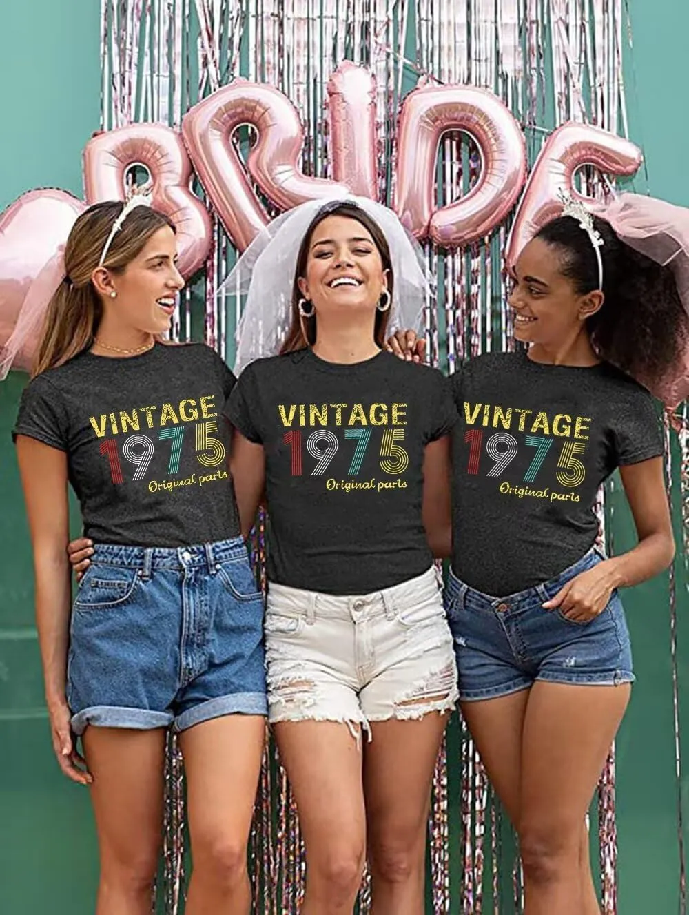 50th Birthday Gift Shirts Vintage 1975 Original Parts Tshirt for Women Letter Print Retro Birthday Casual Tee Tops