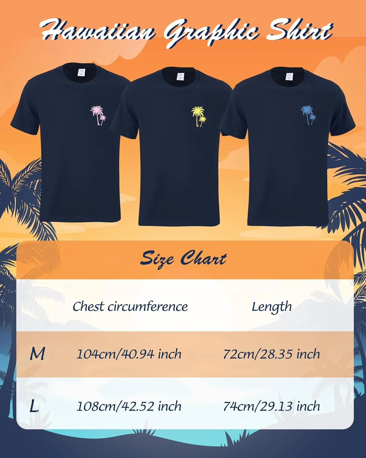6 Pcs Men's Short Sleeve Set Men's Hawaiian Shorts Set Coconut Tree Graphic Shirts and Shorts Mens Vacation Outfit