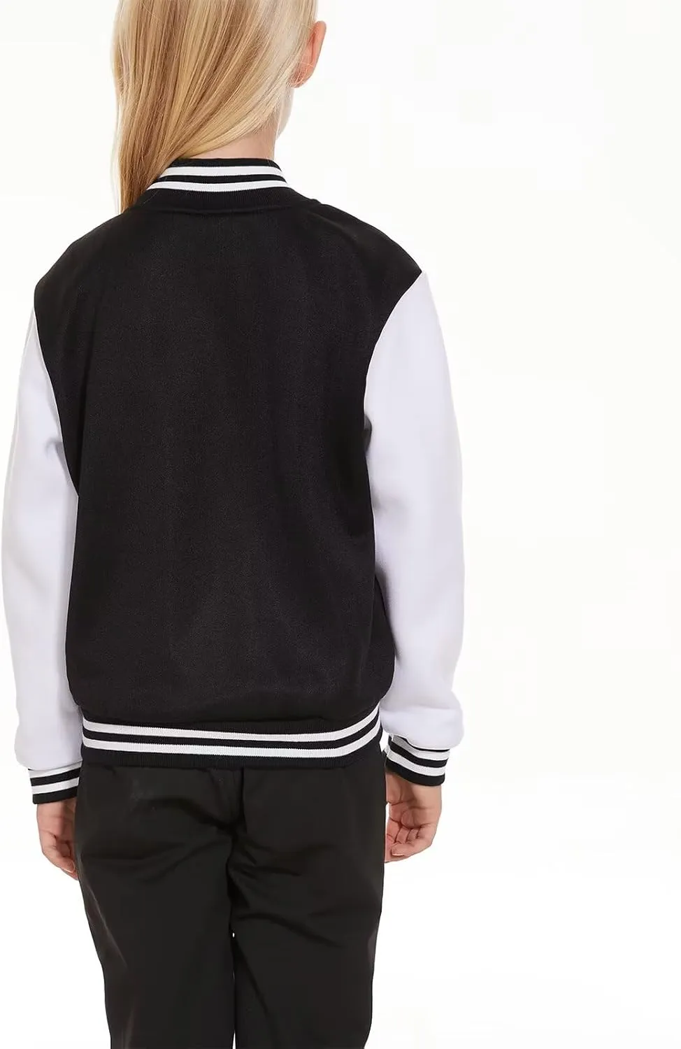ACEFAST INC Kids Baseball Jacket School Varsity Uniform Casual Sweatshirt Girls Sweater Jacket Baseball Solid Color