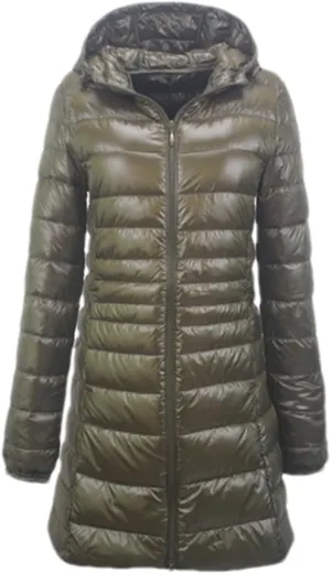 Adhdyuud Women Long Down Jacket Winter Plus Ultra Light Hooded Down Coat Casual Feather Jackets Parka