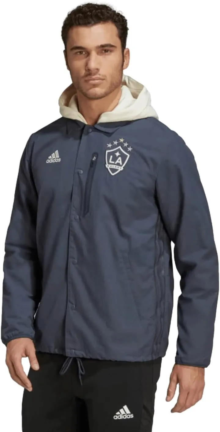 adidas LA Galaxy Anthem Jacket - Stylish Athletic Jacket, Made with 100% Recycled Materials, Regular Fit, Front Zip Pockets