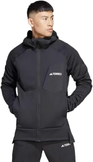 ADIDAS MEN'S TERREX XPERIOR MEDIUM FLEECE HOODED JACKET, BLACK, 2XL