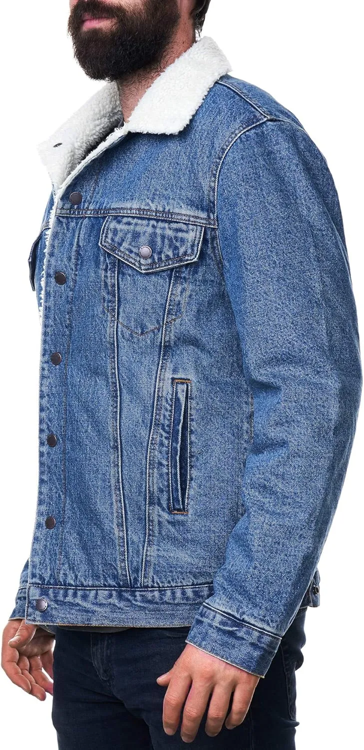 Alpine Swiss Ryker Mens Sherpa Lined Denim Trucker Jacket