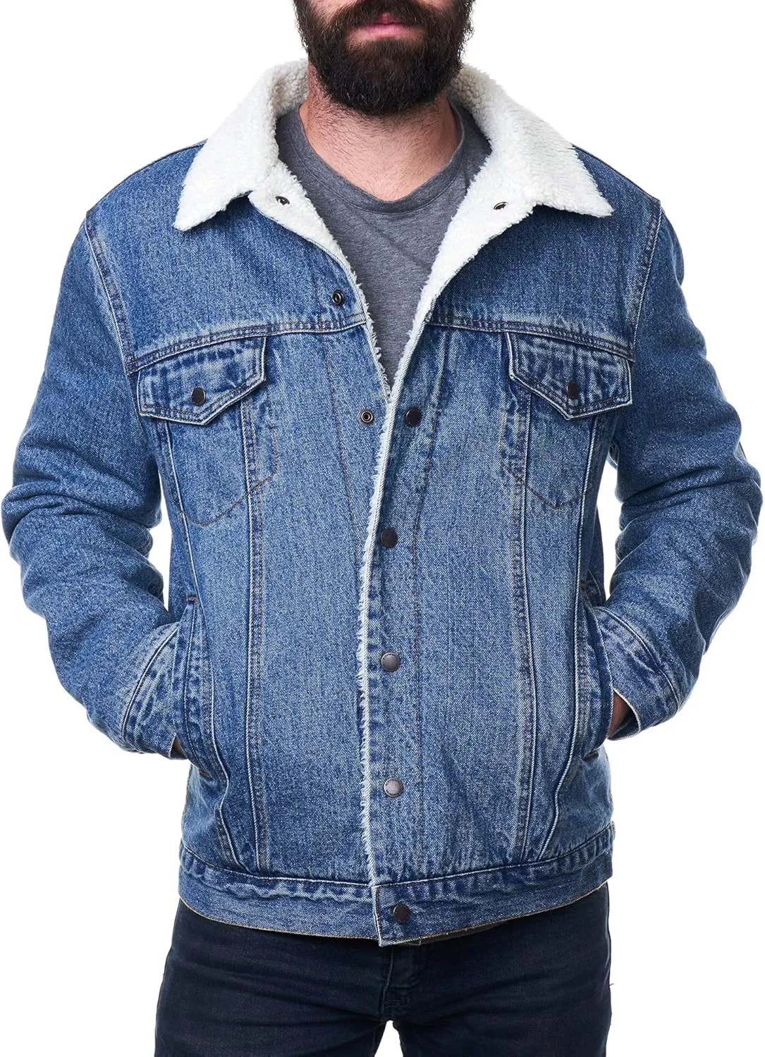 Alpine Swiss Ryker Mens Sherpa Lined Denim Trucker Jacket