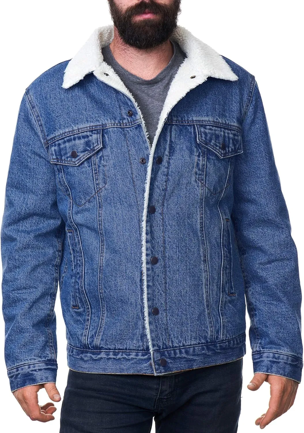Alpine Swiss Ryker Mens Sherpa Lined Denim Trucker Jacket