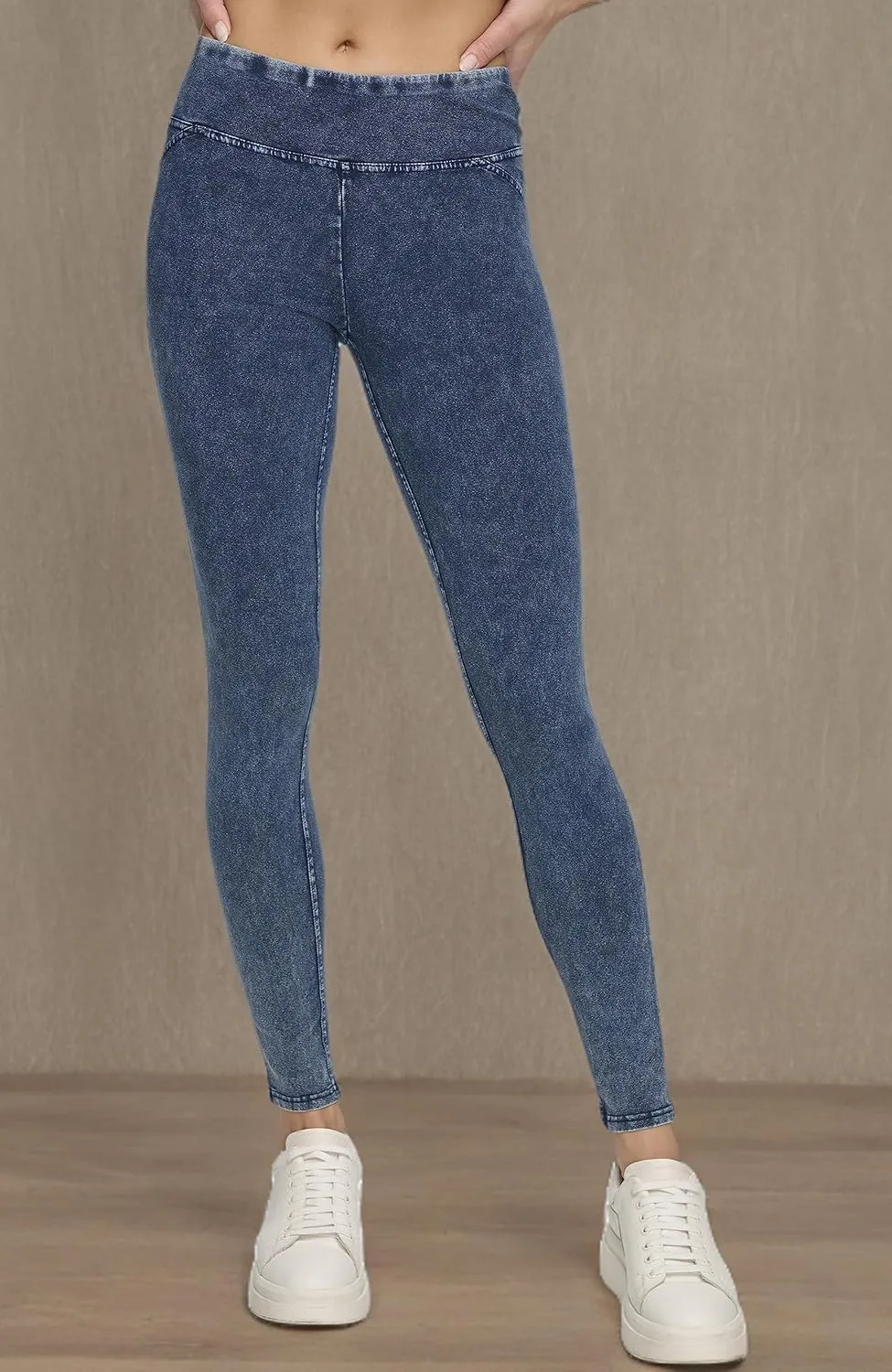 Andrew Marc Women's High Waist Faux Denim Full Length Legging, Regular and Plus Sizes