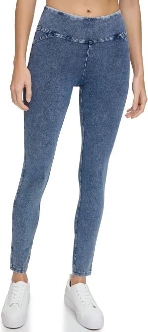 Andrew Marc Women's High Waist Faux Denim Full Length Legging, Regular and Plus Sizes