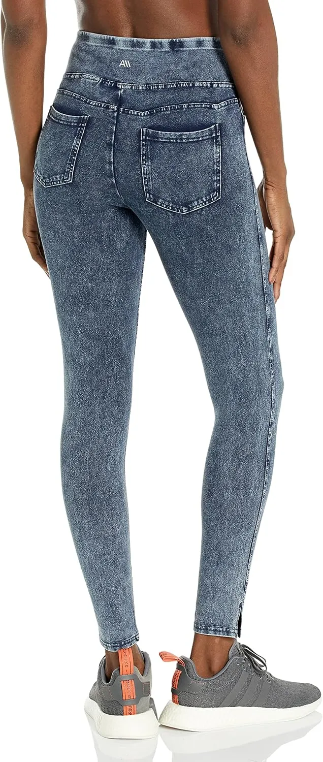 Andrew Marc Women's High Waist Faux Denim Full Length Legging, Regular and Plus Sizes