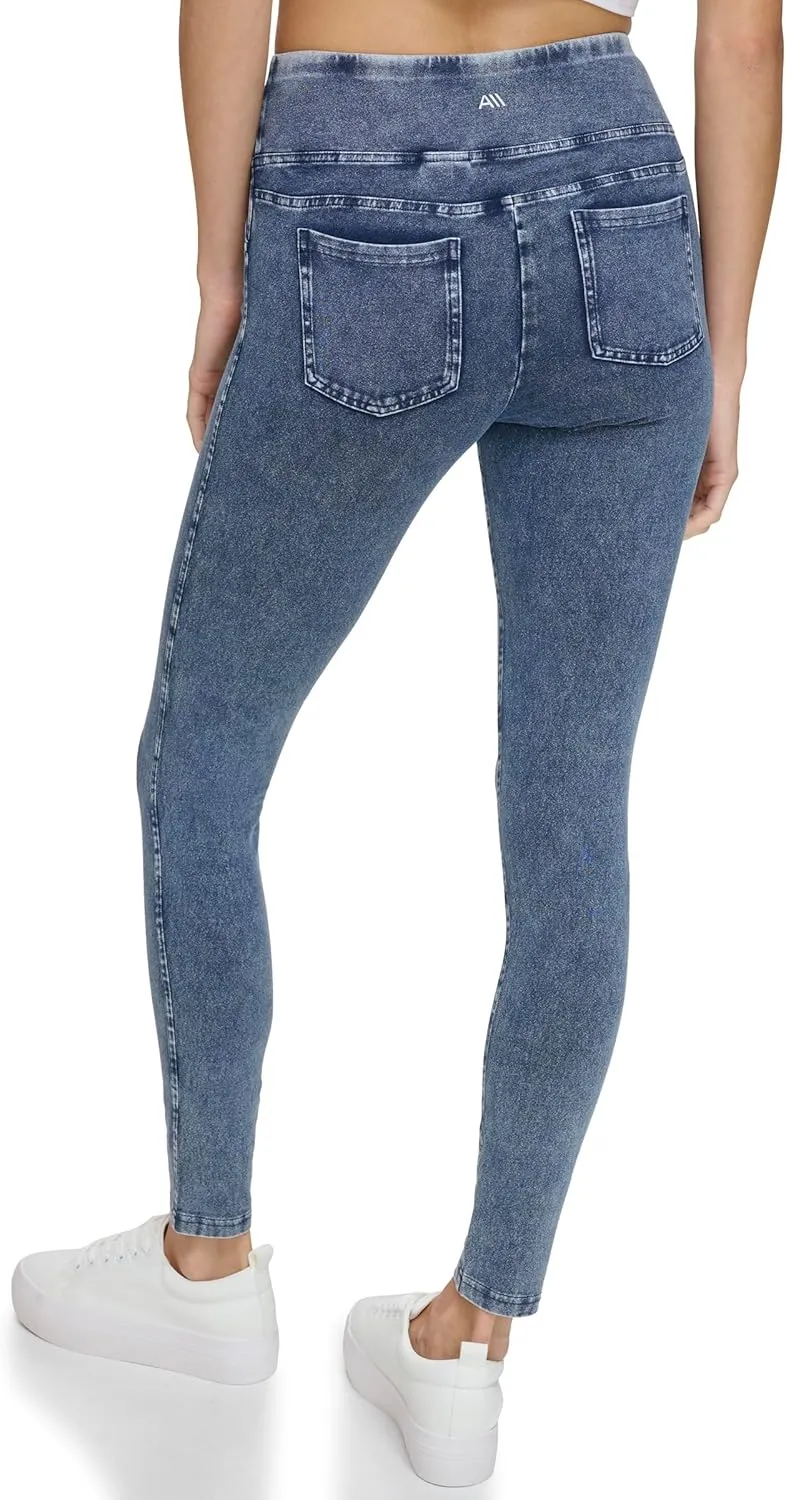 Andrew Marc Women's High Waist Faux Denim Full Length Legging, Regular and Plus Sizes