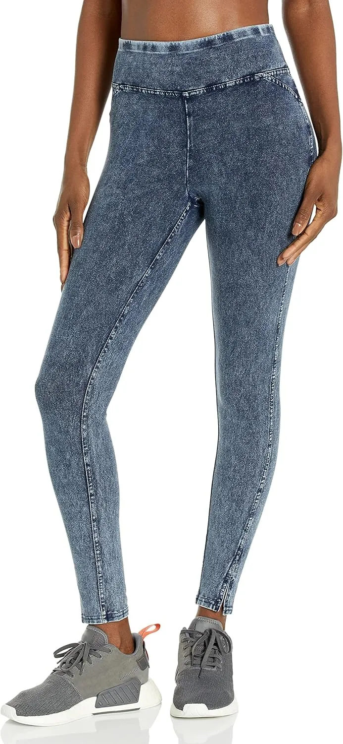 Andrew Marc Women's High Waist Faux Denim Full Length Legging, Regular and Plus Sizes