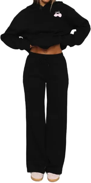 Aonoapll Bow Hoodie Sweatsuit Set for Women Oversized Hooded Sweatshirt Sweatpants Bow Print Matching 2 Piece Sweat Sets