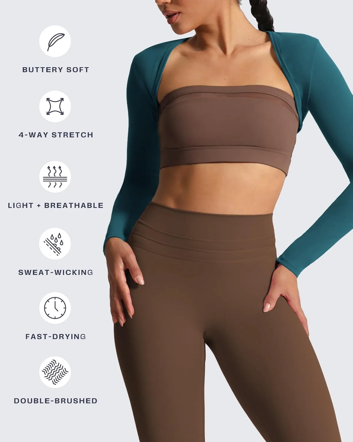 Aoxjox Women's Long Sleeve Open Front Lexi Lined Bolero Shrug Crop Top Cardigan