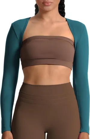 Aoxjox Women's Long Sleeve Open Front Lexi Lined Bolero Shrug Crop Top Cardigan