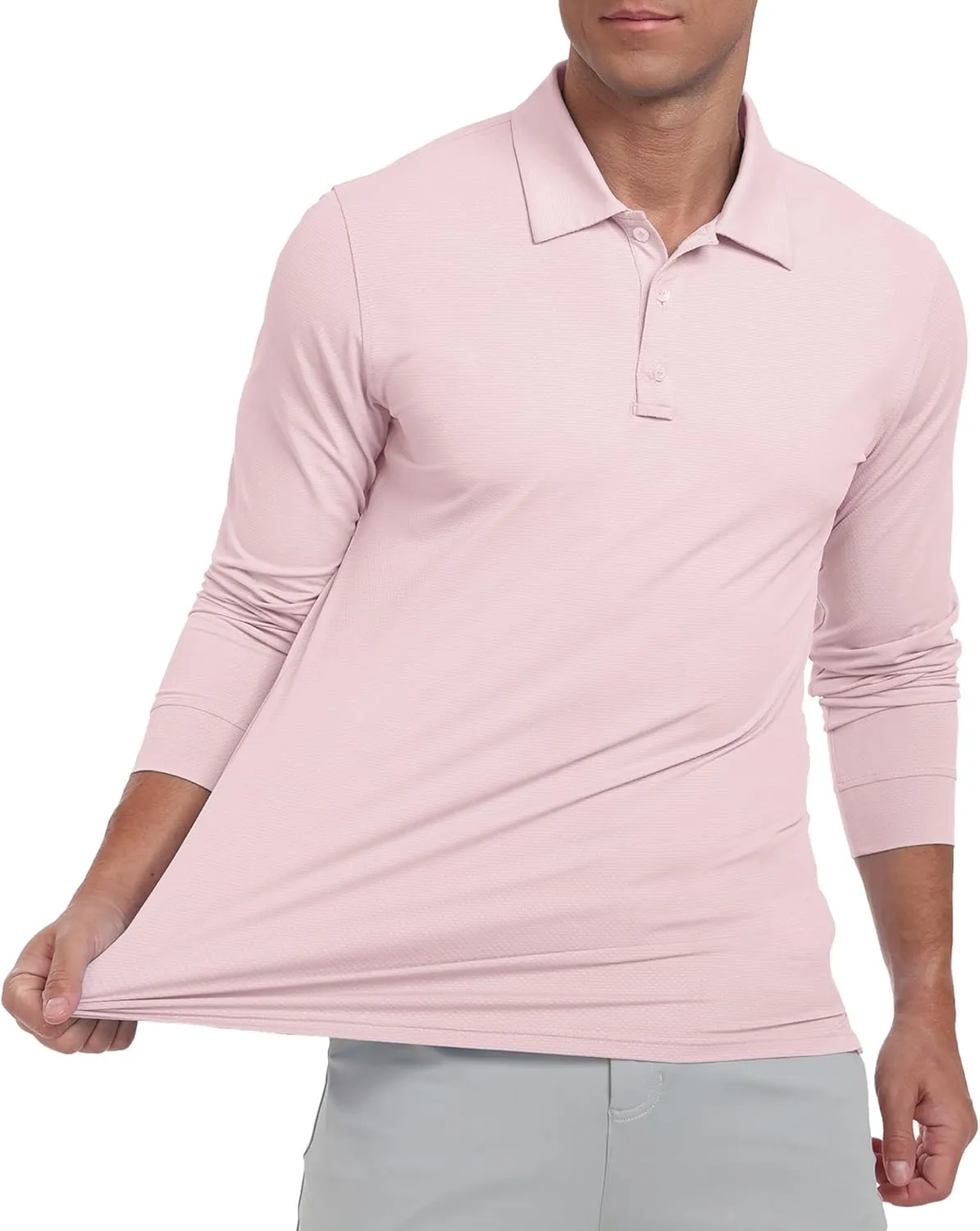 Askdeer Men's Golf Polo Shirts UPF 50  Long Sleeve Performance Collar Shirts Lightweight Summer Casual Quick Dry Tee