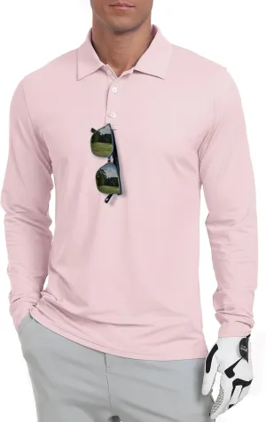 Askdeer Men's Golf Polo Shirts UPF 50  Long Sleeve Performance Collar Shirts Lightweight Summer Casual Quick Dry Tee