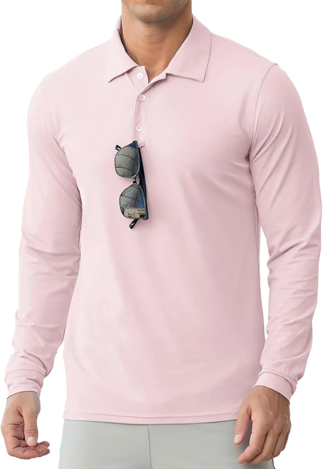 Askdeer Men's Golf Polo Shirts UPF 50  Long Sleeve Performance Collar Shirts Lightweight Summer Casual Quick Dry Tee