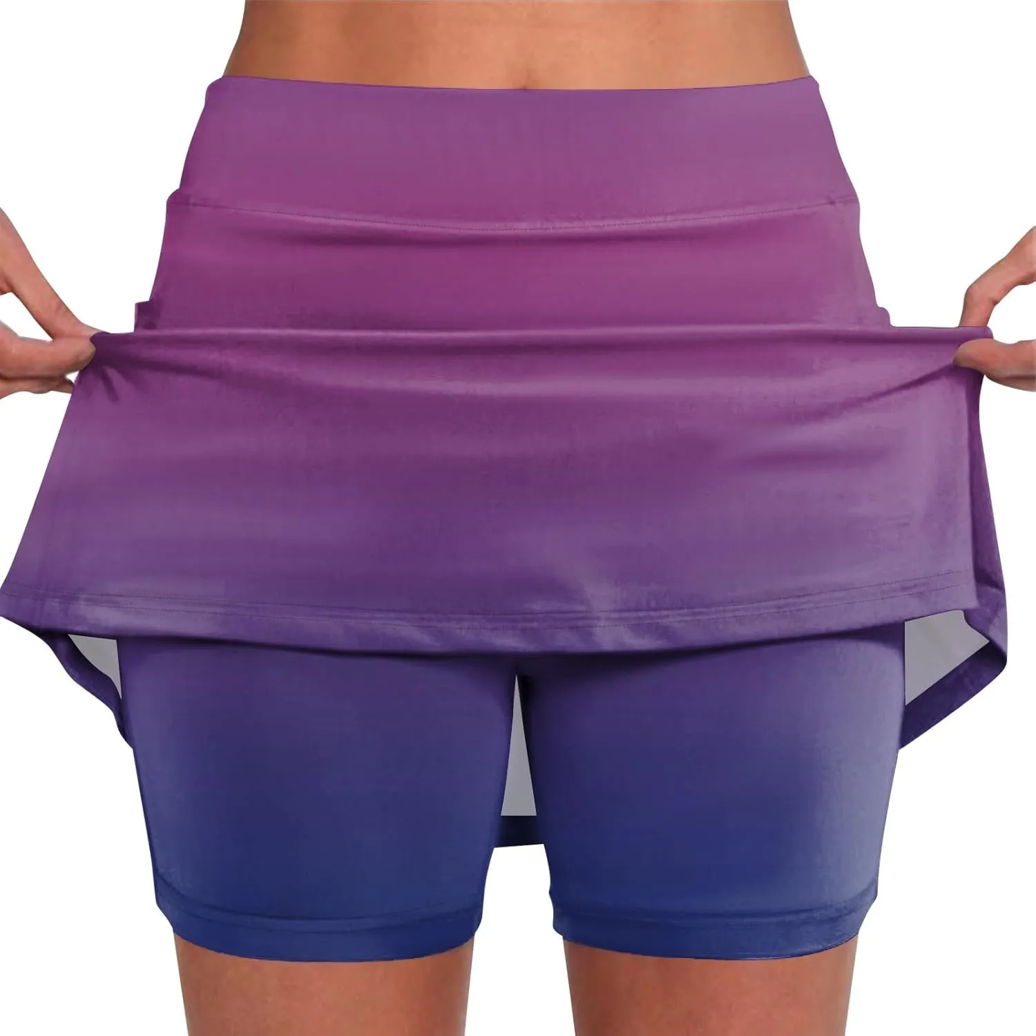 Athletic Skorts for Woman Hight Waist Solid/Gradient Skirts Elastic Tennis Yoga Shorts Tummy Control Skinny Joggers