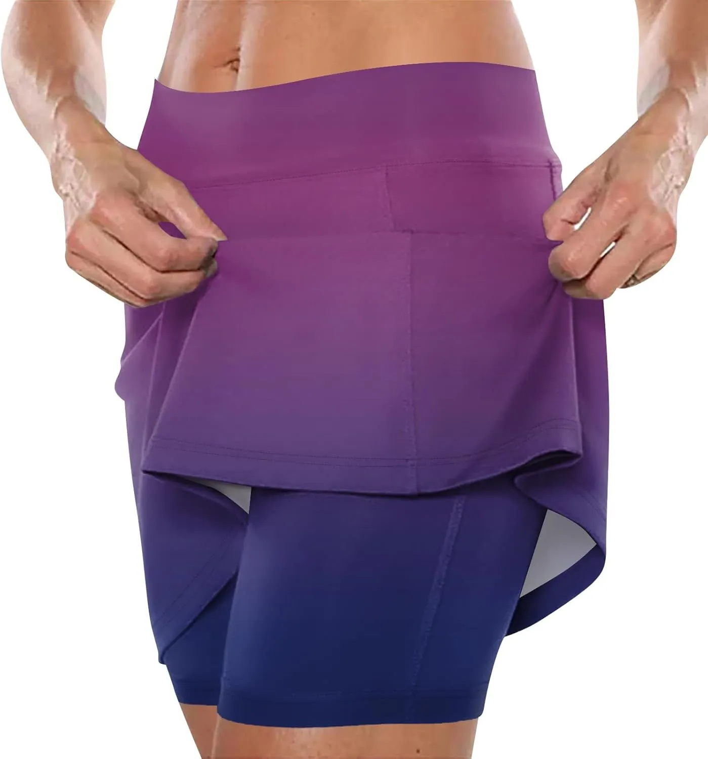 Athletic Skorts for Woman Hight Waist Solid/Gradient Skirts Elastic Tennis Yoga Shorts Tummy Control Skinny Joggers