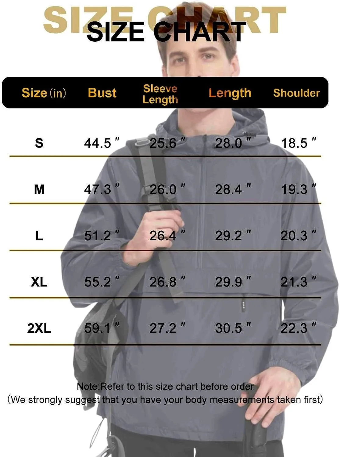 Avoogue Men's Rain Jacket Waterproof Lightweight windbreaker Packable Pullover for Hiking Golf Running