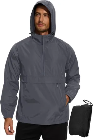 Avoogue Men's Rain Jacket Waterproof Lightweight windbreaker Packable Pullover for Hiking Golf Running