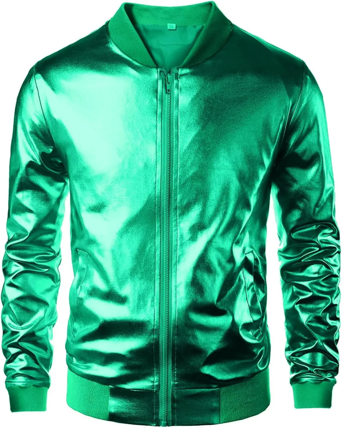 babyhealthy Men's Gold Varsity Jacket Metallic Jacket 70's Disco Bomber Jackets Christmas Party