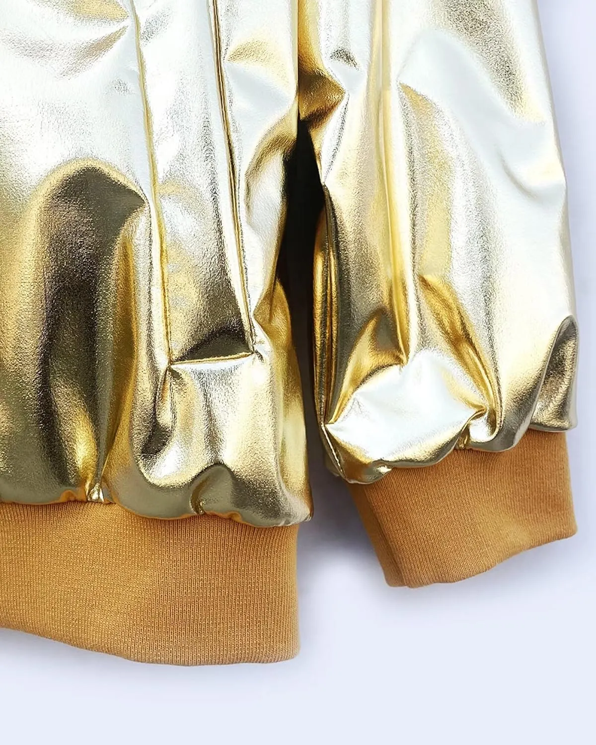 babyhealthy Men's Gold Varsity Jacket Metallic Jacket 70's Disco Bomber Jackets Christmas Party