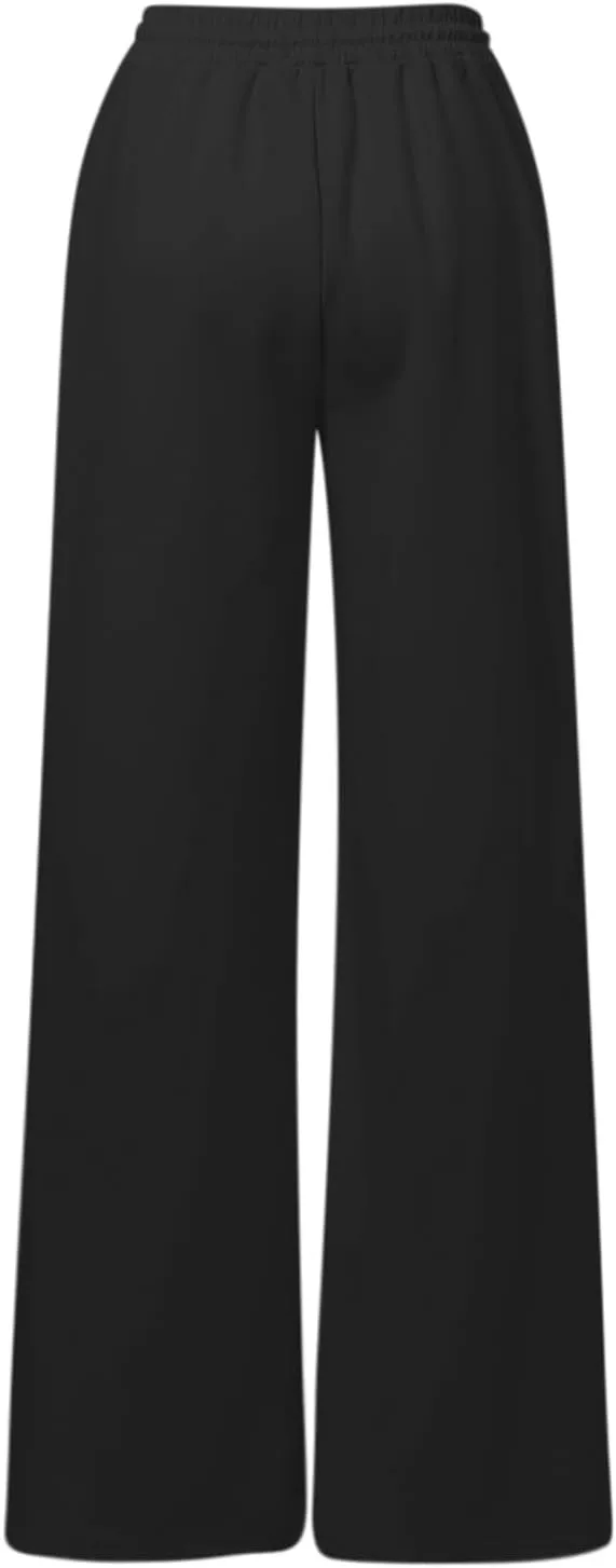 Baggy Fleece Straight Leg Sweatpants for Women High Waist Soft Relaxed Fit Wide Leg Joggers Solid Comfy 2025 Open Leg