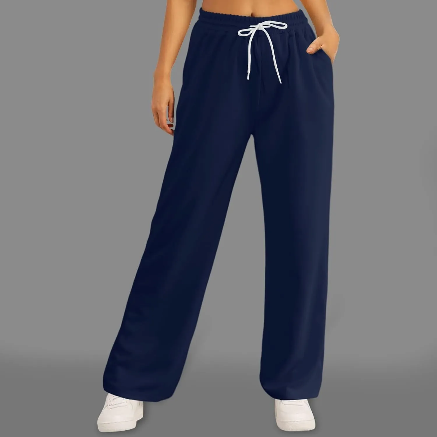 Baggy Fleece Straight Leg Sweatpants for Women High Waist Soft Relaxed Fit Wide Leg Joggers Solid Comfy 2025 Open Leg