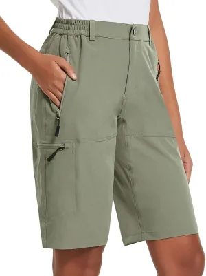 baleaf Women's Long Hiking Bermuda Shorts Quick Dry Summer Golf Shorts Lightweight with Pockets UPF 50  for Camping, Work