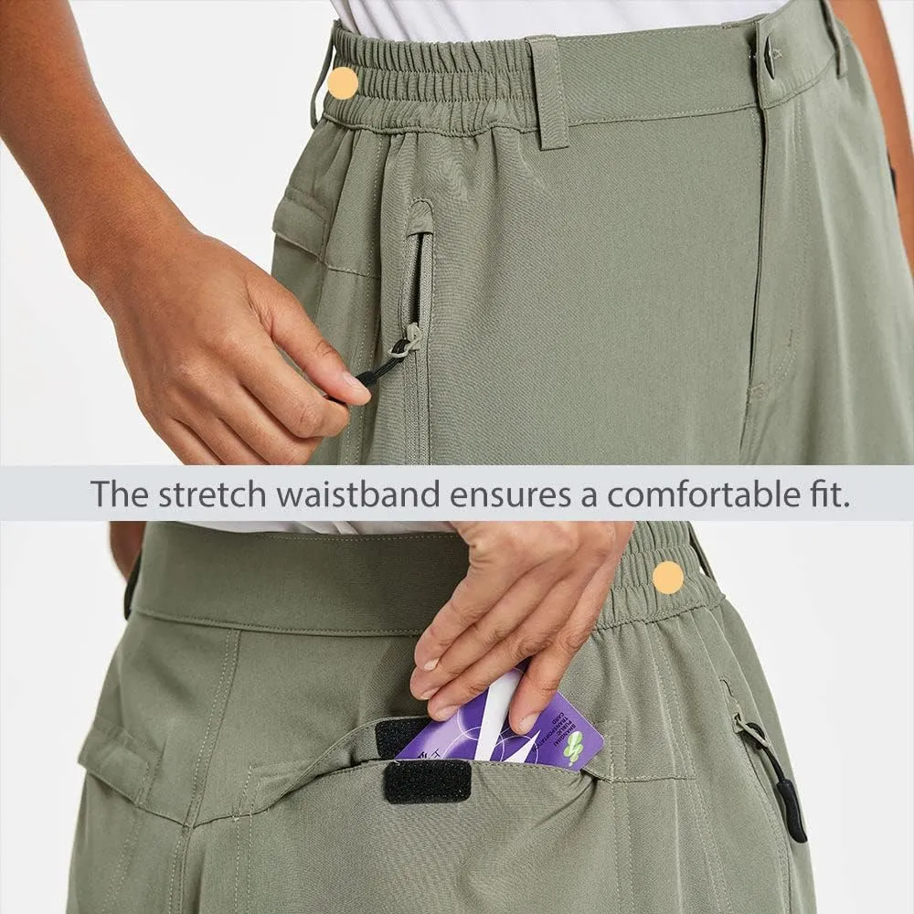 baleaf Women's Long Hiking Bermuda Shorts Quick Dry Summer Golf Shorts Lightweight with Pockets UPF 50  for Camping, Work