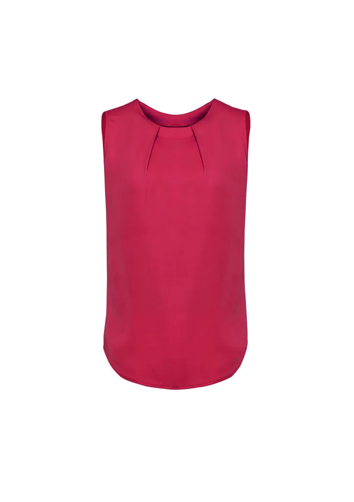 Biz Corporate Womens Estelle Sleeveless Pleat Detail Blouse(RB973LN)
