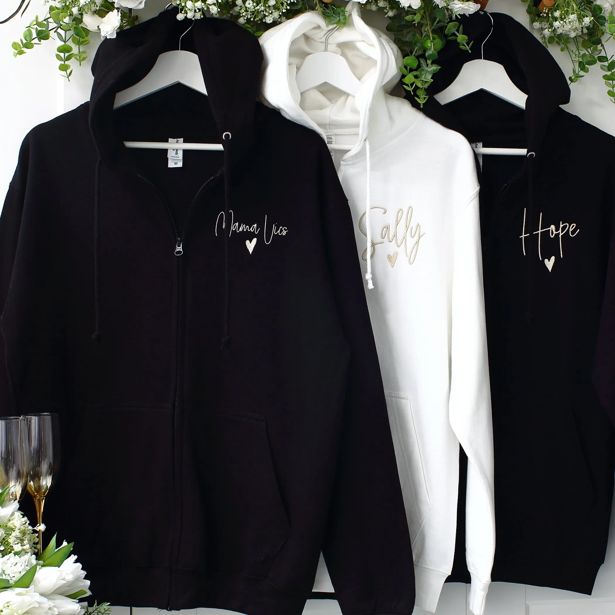 Bridal Zipped Hoodies - Black