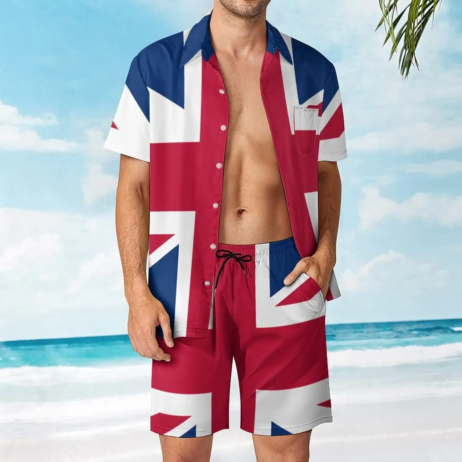 British Flag Casual Beach Suit Summer Beach Shorts 80s 90s Men's Swim Trunks Printed Beach Shorts L