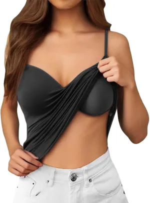 Built in Bra Camisole Tops for Women Workout Layer Padded Yoga Shirts Summer Casual Plus Size Shelf Bras Undershirts