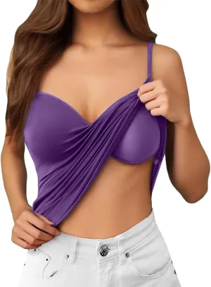 Built in Bra Camisole Tops for Women Workout Layer Padded Yoga Shirts Summer Casual Plus Size Shelf Bras Undershirts