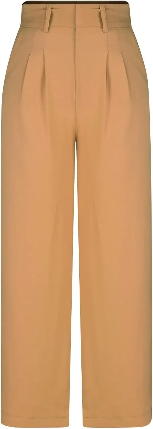 BZGTZT Women's Plus Size Suit Pant Wide Leg Pants Elastic High Waist Lightweight Business Trousers Long Straight Dress Pants