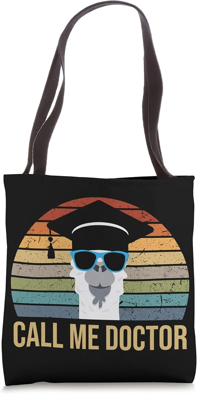 Call Me Doctor Funny Llama With Sunglasses And Mortarboard Tote Bag
