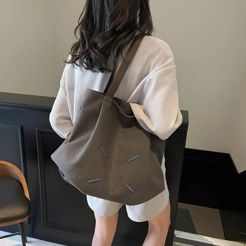 Canvas Bucket Shoulder Bag - Roomy Boho Chic Tote with Spacious Design, Perfect for Work, Beach, and Casual Everyday Use