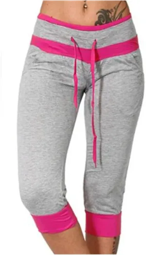 Capri Pants for Women Stretch Drawstring Low Rise Jogger Pants Comfy Soft Lounge Cropped Yoga Pants with Pockets