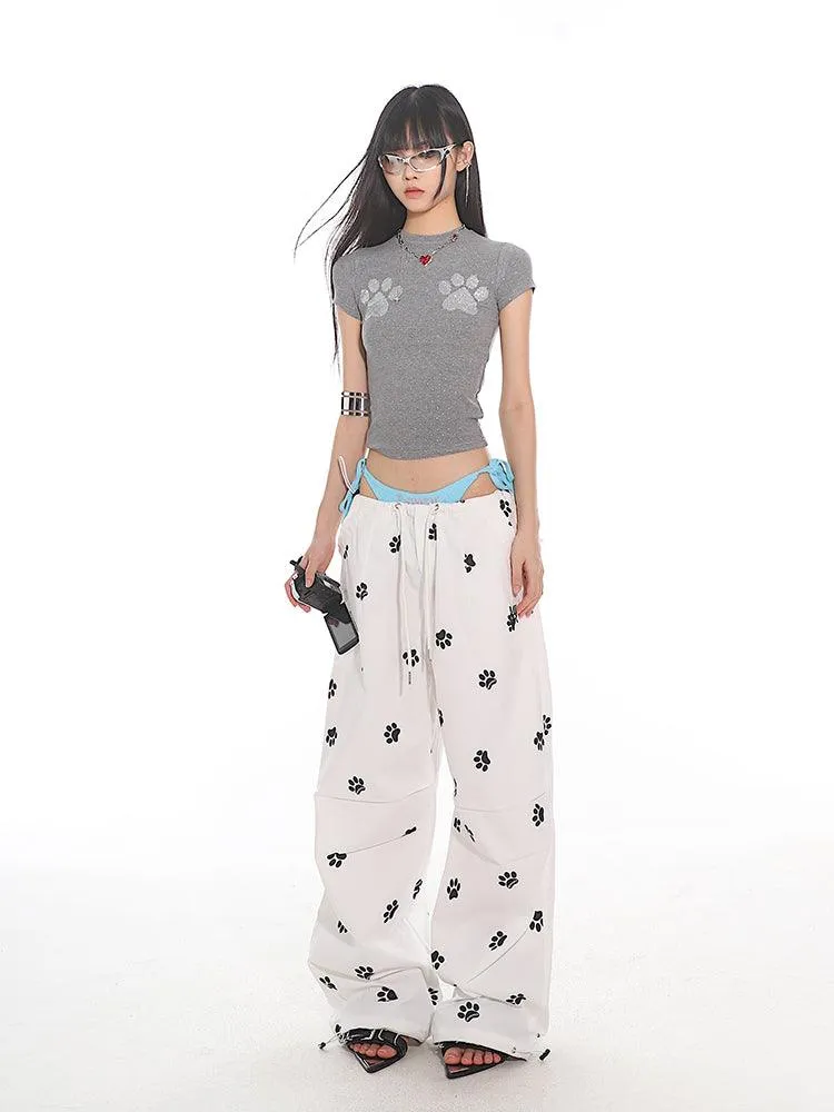 Cat Paw Print Fitted Short Sleeve Tee