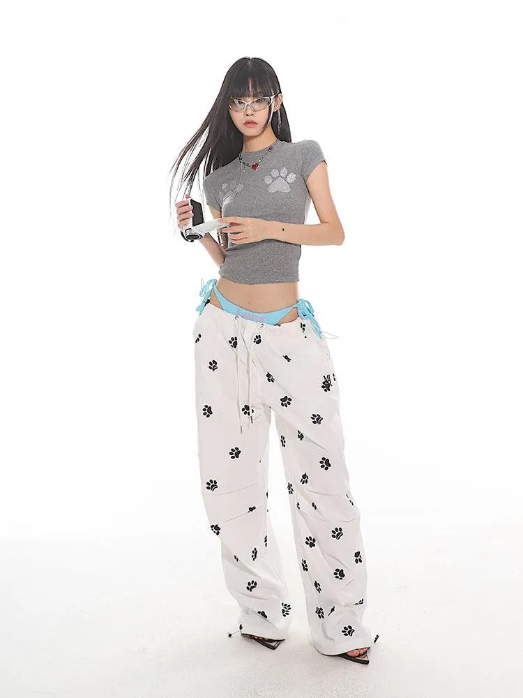 Cat Paw Print Fitted Short Sleeve Tee