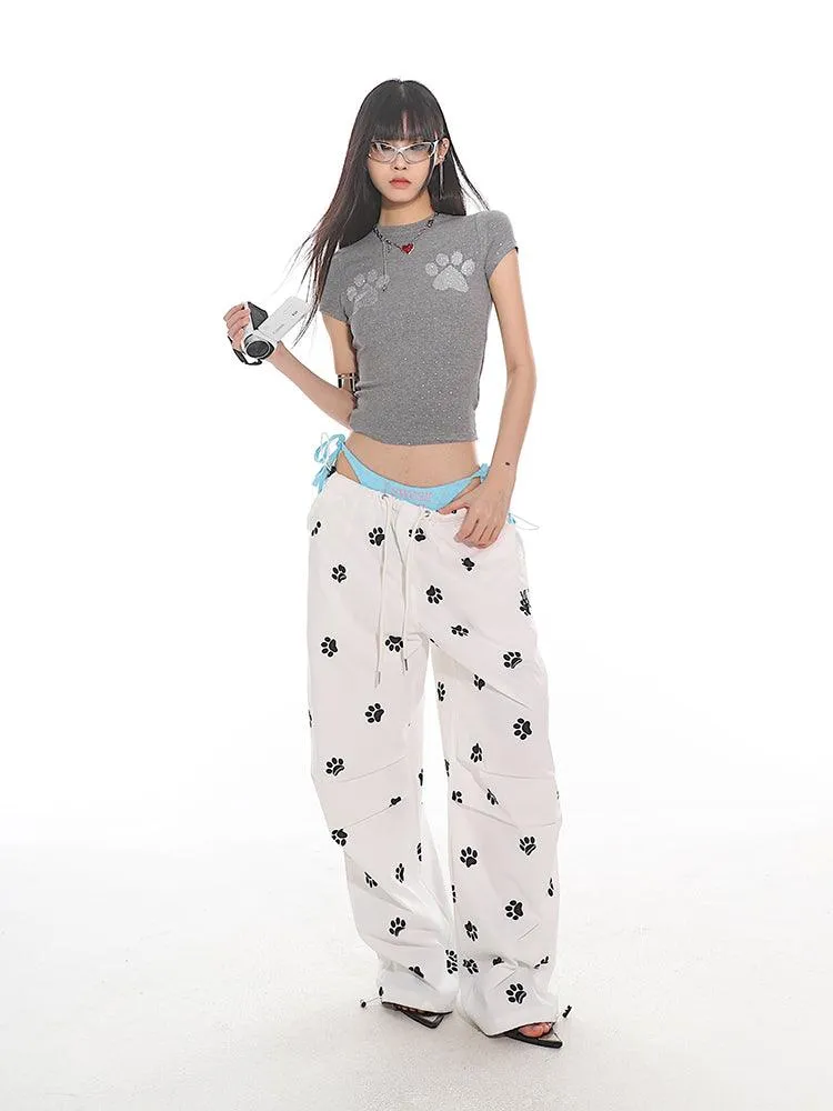 Cat Paw Print Fitted Short Sleeve Tee