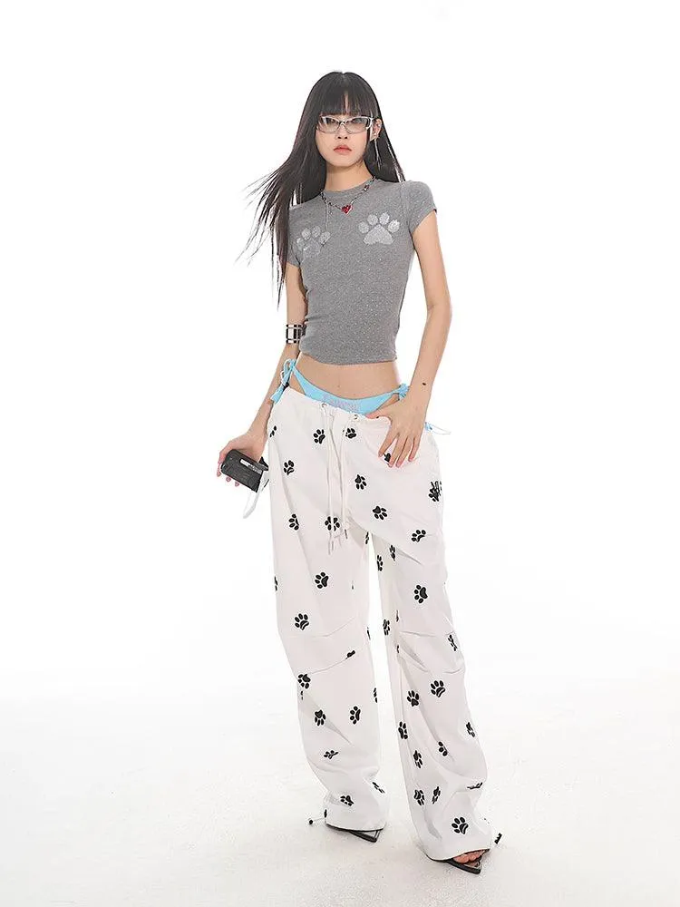 Cat Paw Print Fitted Short Sleeve Tee