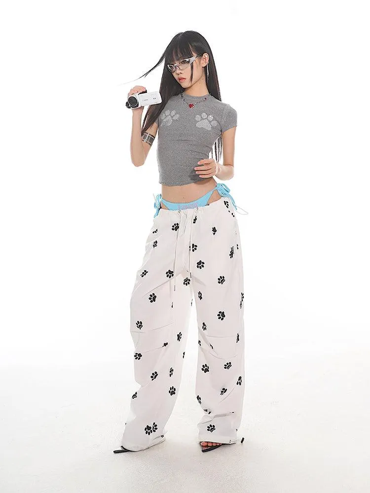 Cat Paw Print Fitted Short Sleeve Tee