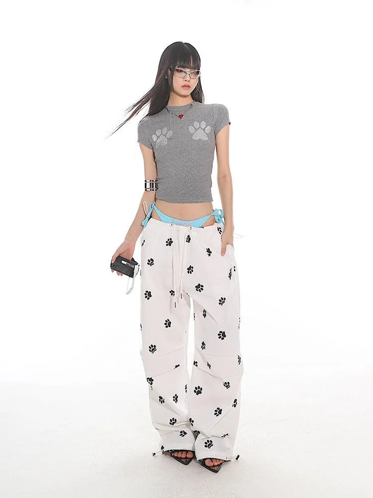 Cat Paw Print Fitted Short Sleeve Tee