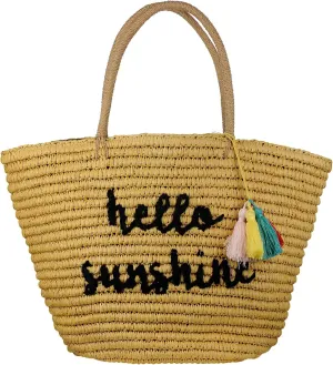 C.C Women's Paper Weaved Beach Embroidered Travel Top Handle Tote Bag