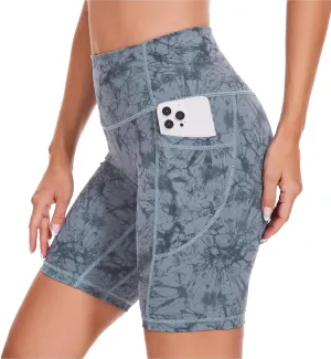 ccko High Waist Biker Shorts for Women with Pockets Workout Yoga Spandex Athletic Leggings Shorts for Gym Running